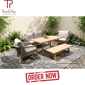 Luxury Contemporary <b>Foldable</b> Acacia Wood Eco-friendly Teak Wood Frame <b>Outdoor</b> Furniture Set Garden Sofa Dining <b>Table</b> Chair for - Product Image 2