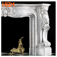 Cheminée électrique décorative de style français en marbre blanc, sculptée à la main, avec manteau de cheminée en pierre, pour intérieur, prix d'usine, à vendre