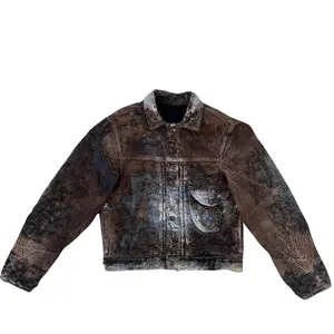 Custom Vintage Distressed Work Tan Brown Jacket Men's Work Wear Bomber Jacket Wholesale