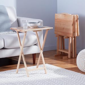<b>Wood</b> Folding Rectangle Dining <b>Table</b> Minimalist Design Solid <b>Wood</b> Top <b>Foldable</b> For Home Use - Product Image 4