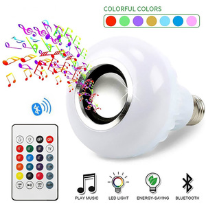 <span class=keywords><strong>Ampoule</strong></span> LED musicale avec mini-haut-parleur intégré pour contrôle et intensité réglables, alimentation CA E27 pour usage résidentiel, corps en plastique - Product Image 2