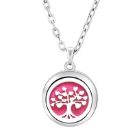 Collier diffuseur d'huiles essentielles en acier inoxydable de 15 mm, motif Arbre de Vie, pour femme, pendentif parfum, vente en gros pour couples