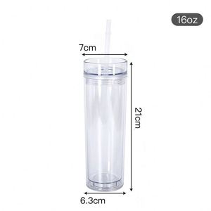 Cross-Border European Style 16Oz Double-Walled Transparent Acrylic Straw <b>Cup</b> <b>Large</b>-Capacity Environmental Protection - Product Image 5