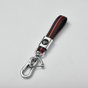 Llavero para Auto con Logotipo Cuadrado, Metal de Aleación de Zinc, Dos Tonos, Anillo en D de Cuero, Gancho - Product Image 1