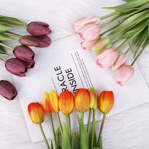 Ramo de Tulipanes Artificiales, 5 Cabezas, Vinilo Suave, Alta Simulación, para Decoración del Hogar, Regalo de Primavera - Product Image 1