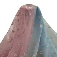 Tissu en maille de dentelle 100 % polyester ultra-fin 20D bleu respirant 35 g/m² pour jupe, vêtement, tissu en tulle doux comme de la soie, tissu à pois