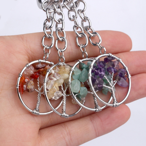 Porte-clés en cristal de design en gros, fait main, avec pierre naturelle de guérison, arbre de vie, cristaux pour souvenir - Product Image 2