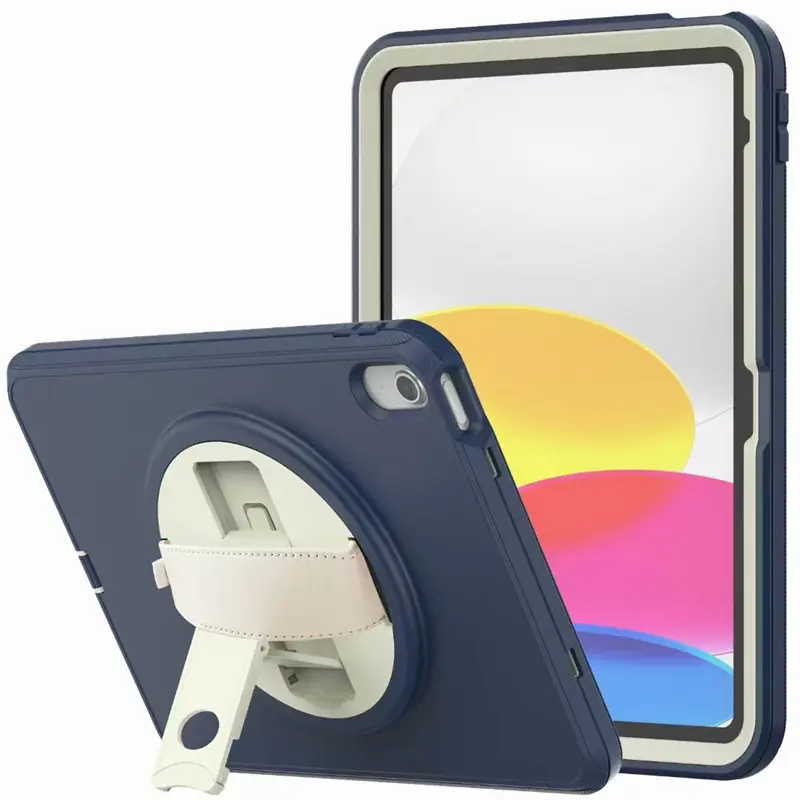Penutup Tablet Tahan Guncangan Tugas Berat untuk iPad 10.2 Penutup Tali Bahu dengan Standar Putar Casing Penutup Belakang Tablet