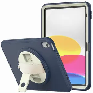 Funda de tableta resistente a prueba de golpes para iPad 10,2, correa de hombro con soporte giratorio, funda trasera para tableta