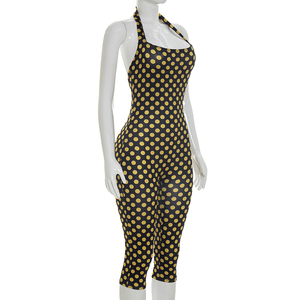 Viviblook J26JP214 Mono de verano para mujer, nuevo, sexy, sin mangas, con cuello halter, sin espalda, ajustado, con estampado de lunares, informal, de una pieza - Product Image 3