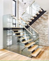 Prima moderne américain en bois massif flottant escaliers Invisible Stringer pour intérieur décoratif maison salon appartement escaliers