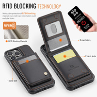 Étui en cuir magnétique bloquant la RFID avec organisateur de fente pour carte portefeuille en cuir PU étui noir pour iPhone 14 15 16 Pro