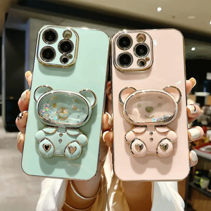 Funda Protectora para Teléfono con Soporte Plegable de Oso de Arena Movediza Galvanizada, Novedad de 2025, para iPhone 14 Pro Max - Product Image 2