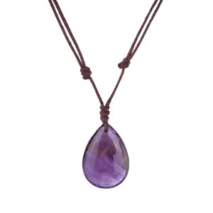 Kalung Liontin Tetesan Air Kecil Kristal Penyembuhan Amethyst Alami Perhiasan Batu Tenun Tangan Kalung Rantai Tali Minimalis - Product Image 5