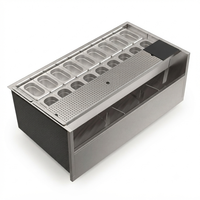 Unit Bar Bawah Meja Kapasitas Es Besar 175L Bahan Stainless Steel 304 316, Stasiun Koktail Modular, Meja Bar Garnish