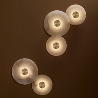 Décoration moderne pour la maison, lampe murale LED à lumière douce en marbre naturel espagnol rond, pour salle de bain ou couloir