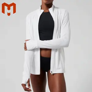 Jaket Ritsleting Musim Panas Wanita, Pakaian Tahan Matahari Anti UV UPF 50, Jaket Ritsleting Lari Kebugaran