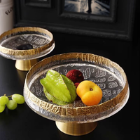 Bol à fruits en verre élégant et moderne avec base sur piédestal, assiettes en verre pour fruits frais et desserts, pour mariage, banquet, table à manger à domicile