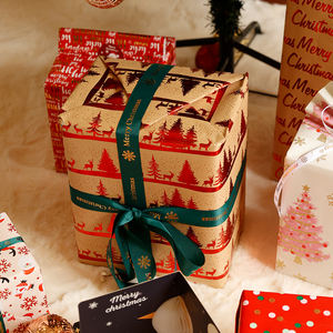 Wholesale 80g Christmas Hot Stamping Kraft <b>Paper</b> <b>Tissue</b> 43*300cm Gift Luxury Custom Packaging <b>Wrapping</b> <b>Paper</b> Roll - Product Image 6