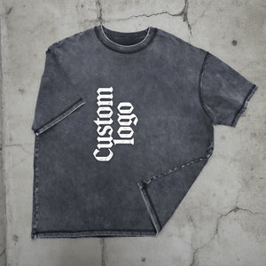 T-shirts pour hommes en coton 100% tricoté, respirants, écologiques, lavés à l'acide, à manches courtes, style streetwear, avec logo personnalisé - Product Image 3