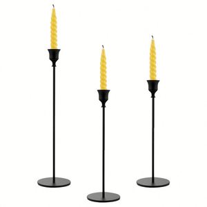 Lot de 3 chandeliers décoratifs vintage en métal noir et or, support de bougie pour table - Product Image 5