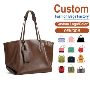 Bolso Tote de Lujo Personalizado en Cuero Genuino Antirrobo, Portátil, para Verano y Otoño, Color Café, Diseño de Diseñador, Bolso de Hombro para Mujer, para el Trabajo - Product Image 1
