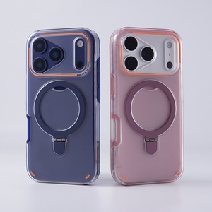 เคสโทรศัพท์แม่เหล็กแบบด้าน รุ่นสั่งทำพิเศษ สำหรับ iPhone 17 12 13 Pro Max 14 15 16 Plus 17 Air พร้อมขาตั้งวงแหวนโลหะ 2 in 1 ป้องกันแรงกระแทก - Product Image 4