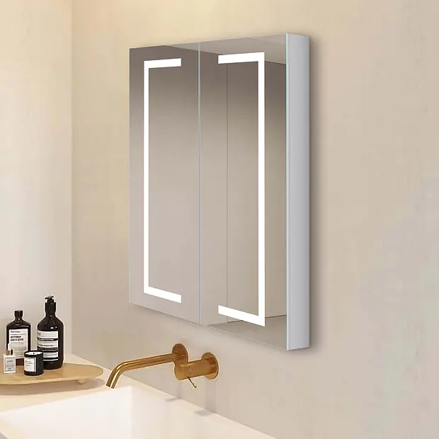 Ayna ile aynalı minimalist tarzı modern tasarım banyo dolapları Vanity led banyo dolabı