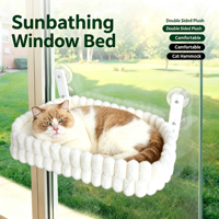 Hamac de fenêtre pour chat en gros avec 4 ventouses puissantes, lit pliable en peluche pour chat d'intérieur, OEM ODM personnalisé