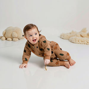 Hongbo tute neonate personalizzate per bambini e bambine autunno doppia cerniera Onsie tutine per bambini con cappuccio - Product Image 3