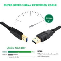 SYONG câble de transfert de données USB 3.0 mâle à mâle haute vitesse 0.3m, noir pour boîtiers de disque dur lecteur DVD imprimante pour ordinateur portable caméra