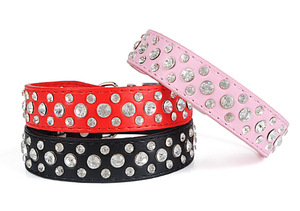 Luxe Kattenhond <span class=keywords><strong>Puppy</strong></span> Kragen Schattige Oogverblindende Zachte Strass Kristal Voor Kleine Middelgrote Huisdieren Met Leer Pu Materiaal - Product Image 3