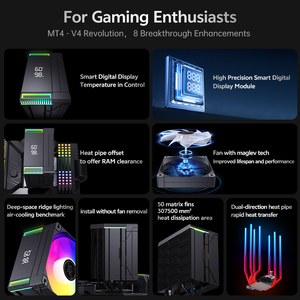 مبرد وحدة المعالجة المركزية SNOWMAN بإضاءة RGB لأجهزة الكمبيوتر المخصصة للألعاب، متوافق مع Intel وAMD، مع شاشة عرض لدرجة الحرارة في الوقت الفعلي وأنابيب حرارية - Product Image 6