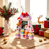 Jouets de Noël pour enfants, cadre photo de Noël rose, jouets en briques, Père Noël, ensemble de blocs éducatifs DIY, cadeau de Noël, ornement