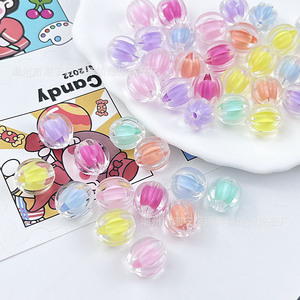 Candy Colored Transparent Pumpkin <b>Beads</b> Acrylic Round Loose <b>Beads</b> For DIY Jewelry Phone Chain Keychain Craft Making - Product Image 1