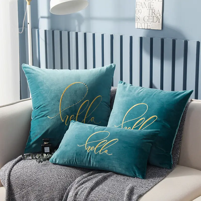 Новый стиль, индивидуальная декоративная квадратная бархатная диванная подушка, диванная подушка, наволочки с вышивкой на английском языке