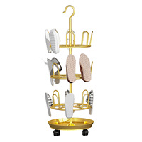 Séchoir à chaussures sur pied avec plateau de drainage, support rotatif pour pantoufles, rangement de balcon, 3 niveaux, multifonctionnel, style européen