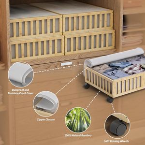 Contenedores de Almacenamiento Modernos de Bambú para Cama, Cajas para Zapatos, Cajones con Ruedas para Debajo de la Cama, Organizador de Bolsas, Sábanas, Ropa, Yuepeng - Product Image 3