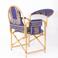 Chaise de prière musulmane pliable avec accoudoirs et porte-livre, chaise de culte islamique à structure métallique dorée pour mosquée