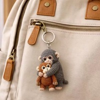 Porte-clés en crochet fait main en forme de lettre, pendentif tricoté coloré pour accessoires de sac