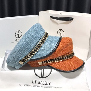 หมวกแก๊ปแบบสแนปแบ็คสำหรับผู้หญิง ผ้าฝ้ายลินินระบายอากาศดี ตกแต่งด้วยโซ่  ใช้ได้ทุกฤดู สไตล์แฟชั่นเกาหลี - Product Image 3