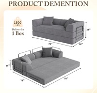 Sofá Cama Compacto Cloud Boneless Square, Ideal para Apartamentos, Futón Convertible 5 en 1, Esponja de Alta Densidad, Tela de Pana