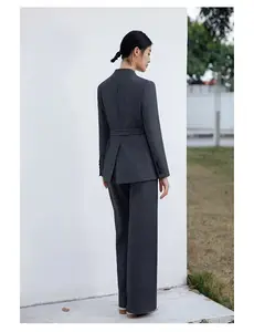 Kadın Blazer resmi Blazers Lady ofis iş elbisesi cepler ceketler ceket ince gri kadın Blazer Femme ceketler Femme