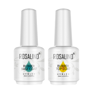 Rosalind Wholesale 15ml <span class=keywords><strong>Top</strong></span> Coat et Base Coat en Caoutchouc OEM Vernis à Ongles UV Facile à Appliquer Gel Caoutchouc Transparent pour Salon de Manucure - Product Image 2