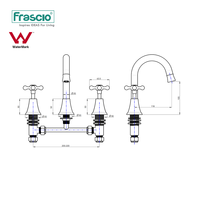 Frascio Chrome Pont Montage Robinet Eau Chaude Froide Salle De Bains Évier Robinets Trois Trous Bassin Robinet pour Salle De Bains En Laiton Évier Robinet Robinet