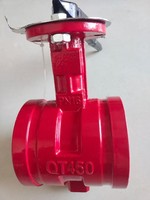 Vanne papillon rainurée rouge en fonte QT450 pour système d'incendie