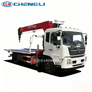 Camion de dépannage à plateau plat Dongfeng 4x2 6 tonnes avec grue pour le remorquage de véhicules et la manutention de matériaux au prix d'usine - Product Image 5