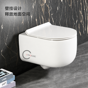 Inodoro de cerámica compacto suspendido en la pared, inodoro moderno que ahorra espacio para baño, WC. - Product Image 2
