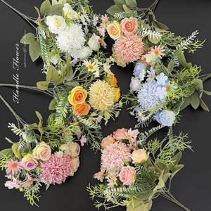 Fiori Artificiali in Tulle, Rose e Margherite, Bouquet Finto in Seta e Plastica, Decorazione Nuziale per Matrimoni - Product Image 2