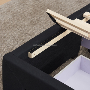 Каркас мягкой кровати с ящиками для хранения, прочная поддержка, льняная тканевая основа для кровати для взрослых - Product Image 4